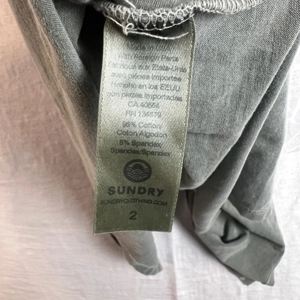 SUNDRY Maxi Dress Size 2 Ruched Side Tie Tank Olive‎ Green Made USA
